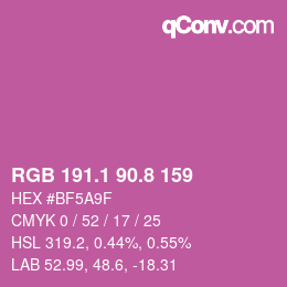 カラーコード: RGB 191.1 90.8 159 | qconv.com