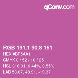 カラーコード: RGB 191.1 90.8 161 | qconv.com