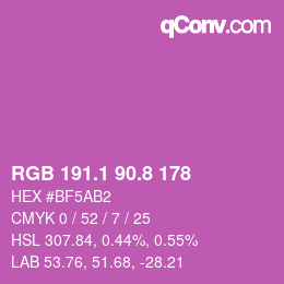 カラーコード: RGB 191.1 90.8 178 | qconv.com