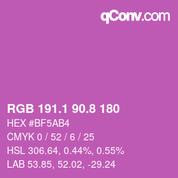 カラーコード: RGB 191.1 90.8 180 | qconv.com