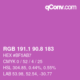 カラーコード: RGB 191.1 90.8 183 | qconv.com