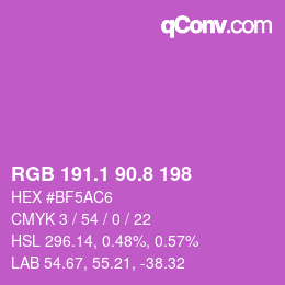 カラーコード: RGB 191.1 90.8 198 | qconv.com
