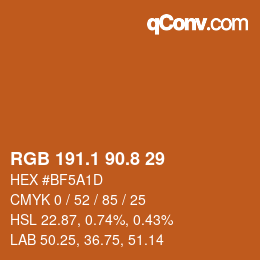カラーコード: RGB 191.1 90.8 29 | qconv.com