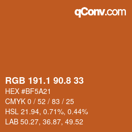 Código de color: RGB 191.1 90.8 33 | qconv.com