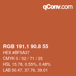 カラーコード: RGB 191.1 90.8 55 | qconv.com
