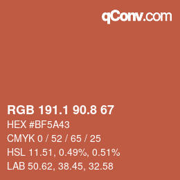 Farbcode: RGB 191.1 90.8 67 | qconv.com