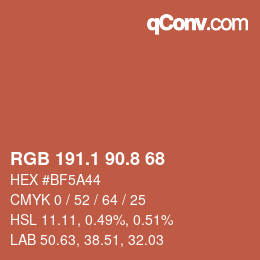 カラーコード: RGB 191.1 90.8 68 | qconv.com