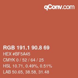 カラーコード: RGB 191.1 90.8 69 | qconv.com