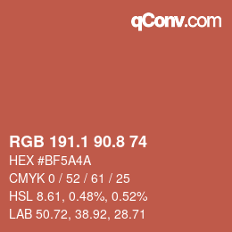 カラーコード: RGB 191.1 90.8 74 | qconv.com