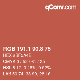 カラーコード: RGB 191.1 90.8 75 | qconv.com