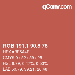カラーコード: RGB 191.1 90.8 78 | qconv.com