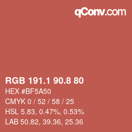 Color code: RGB 191.1 90.8 80 | qconv.com