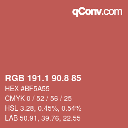 Color code: RGB 191.1 90.8 85 | qconv.com