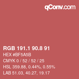カラーコード: RGB 191.1 90.8 91 | qconv.com