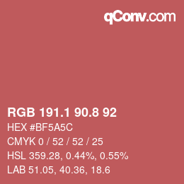 カラーコード: RGB 191.1 90.8 92 | qconv.com