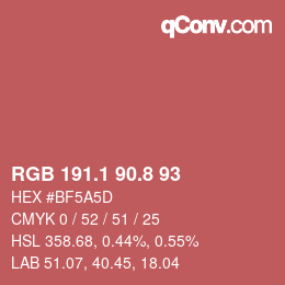 カラーコード: RGB 191.1 90.8 93 | qconv.com