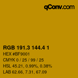 カラーコード: RGB 191.3 144.4 1 | qconv.com