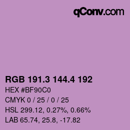 カラーコード: RGB 191.3 144.4 192 | qconv.com