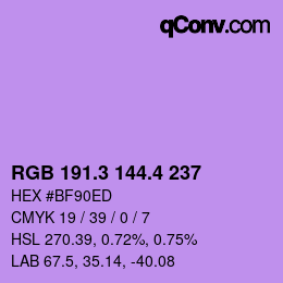 カラーコード: RGB 191.3 144.4 237 | qconv.com
