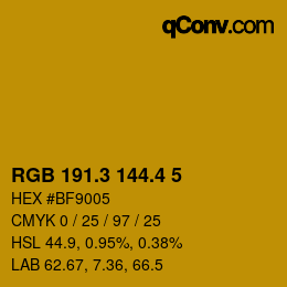 カラーコード: RGB 191.3 144.4 5 | qconv.com