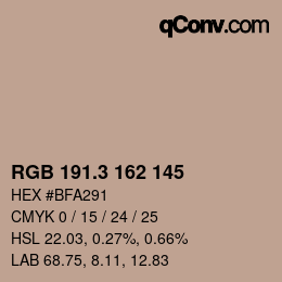カラーコード: RGB 191.3 162 145 | qconv.com