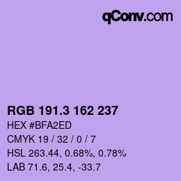 カラーコード: RGB 191.3 162 237 | qconv.com