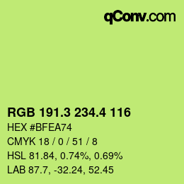 カラーコード: RGB 191.3 234.4 116 | qconv.com
