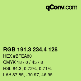 カラーコード: RGB 191.3 234.4 128 | qconv.com