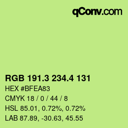 カラーコード: RGB 191.3 234.4 131 | qconv.com