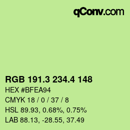 カラーコード: RGB 191.3 234.4 148 | qconv.com
