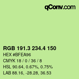 カラーコード: RGB 191.3 234.4 150 | qconv.com