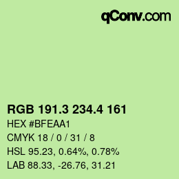 カラーコード: RGB 191.3 234.4 161 | qconv.com