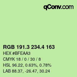カラーコード: RGB 191.3 234.4 163 | qconv.com