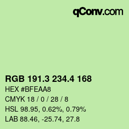 カラーコード: RGB 191.3 234.4 168 | qconv.com