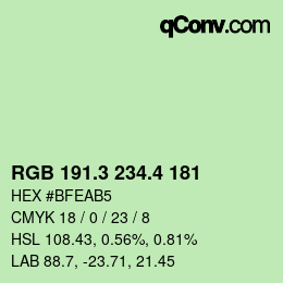 カラーコード: RGB 191.3 234.4 181 | qconv.com