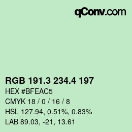 カラーコード: RGB 191.3 234.4 197 | qconv.com