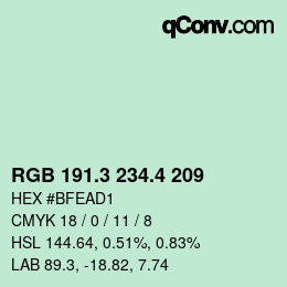 カラーコード: RGB 191.3 234.4 209 | qconv.com