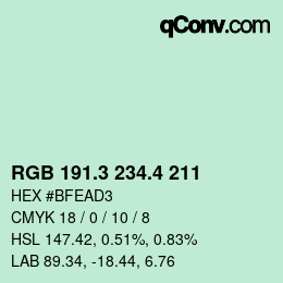 カラーコード: RGB 191.3 234.4 211 | qconv.com