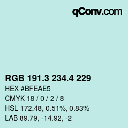 カラーコード: RGB 191.3 234.4 229 | qconv.com