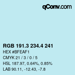 カラーコード: RGB 191.3 234.4 241 | qconv.com