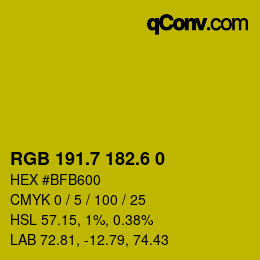 カラーコード: RGB 191.7 182.6 0 | qconv.com