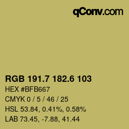 カラーコード: RGB 191.7 182.6 103 | qconv.com