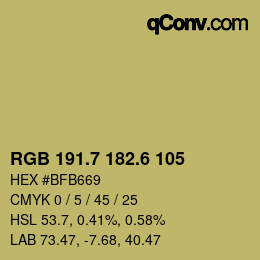 カラーコード: RGB 191.7 182.6 105 | qconv.com