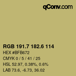カラーコード: RGB 191.7 182.6 114 | qconv.com