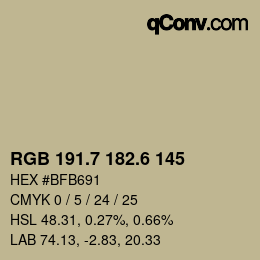 カラーコード: RGB 191.7 182.6 145 | qconv.com