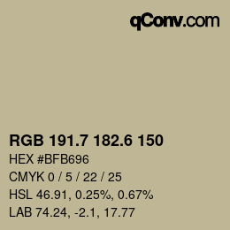 カラーコード: RGB 191.7 182.6 150 | qconv.com