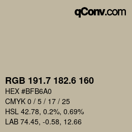 カラーコード: RGB 191.7 182.6 160 | qconv.com