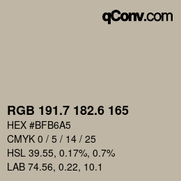 カラーコード: RGB 191.7 182.6 165 | qconv.com
