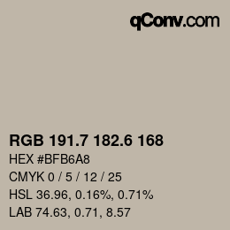 カラーコード: RGB 191.7 182.6 168 | qconv.com