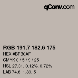 カラーコード: RGB 191.7 182.6 175 | qconv.com